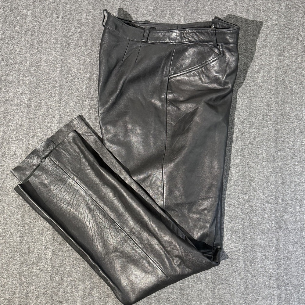 INC International Concepts 100% Leather Pants Womens Size 10 Lined Y2K 90s Moto